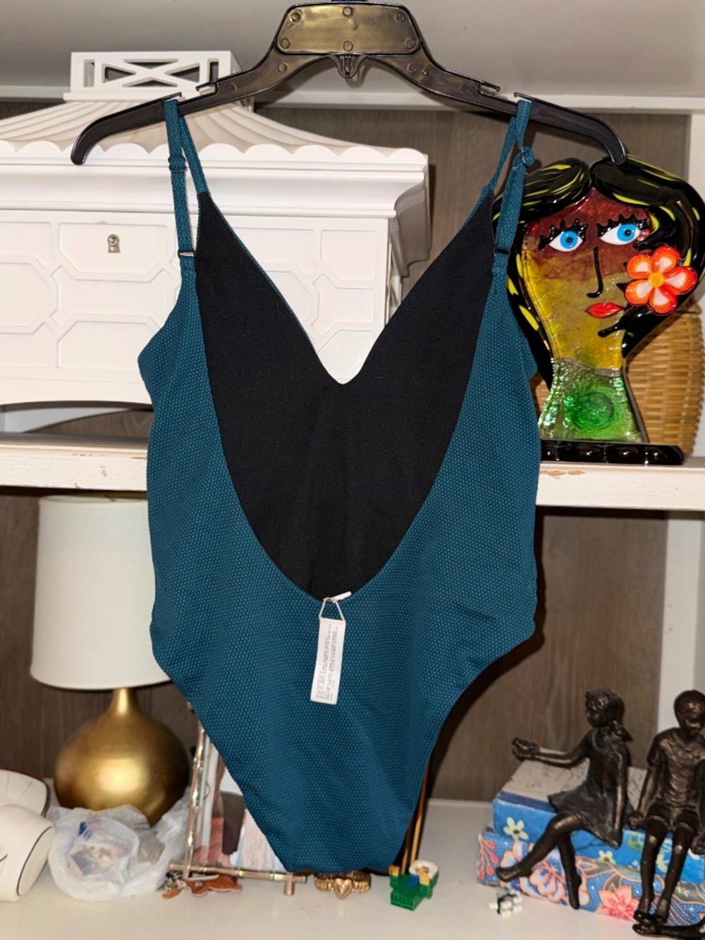 Leith Small S one piece Abyss swimsuit teal textured - Picture 5 of 5